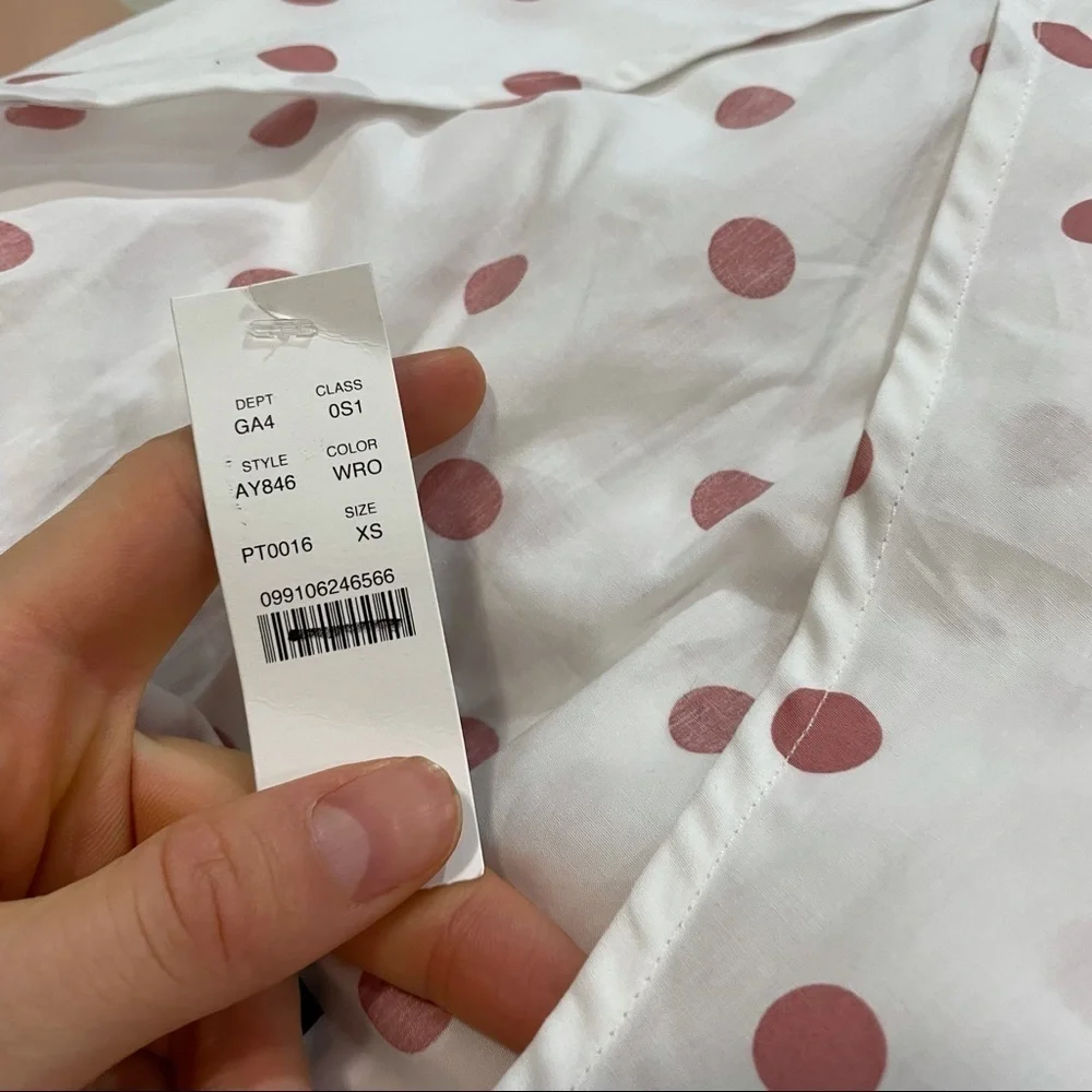 J crew puff sleeve cotton poplin dress white rose dot Barbie vneck - Picture 5 of 5